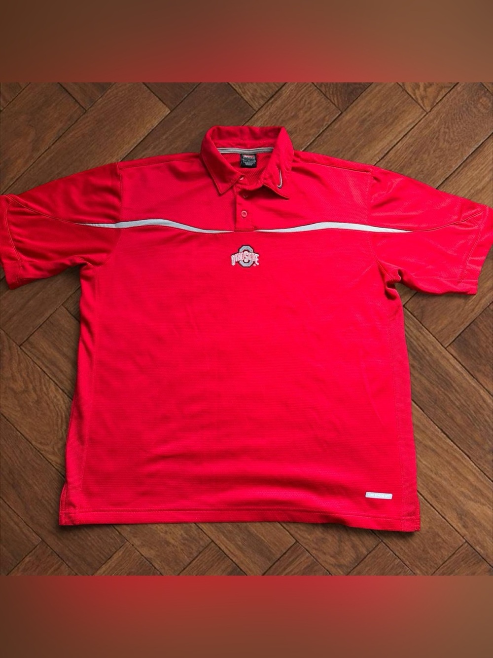 Ohio State Buckeyes Nike Dri-Fit Polo Shirt Mens Size L Red NCAA Football